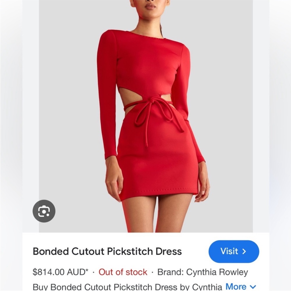 Cynthia Rowley Red Bonded Cutout Dress